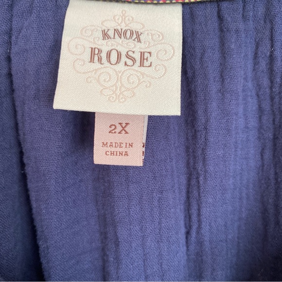 Knox Rose Womens Romper One Piece Size XXL Navy Blue Tassel V Neck Pockets - Picture 6 of 6